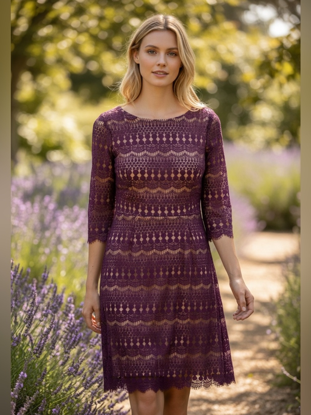 Jessica Howard Purple Lace Dress Sz 16